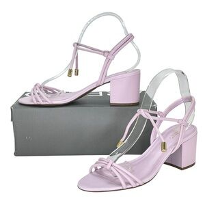 Arezzo Camila Soft Purple Leather Womens Mid Block Sandal Size 6M